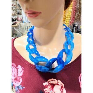 Acrylic necklace , chunky blue large link chain big acrylic chain necklace